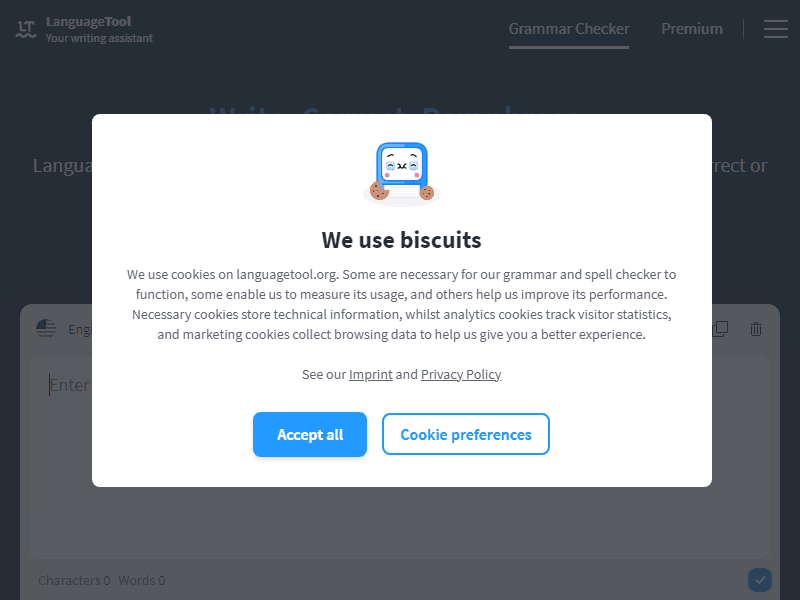 Language Tool landing page