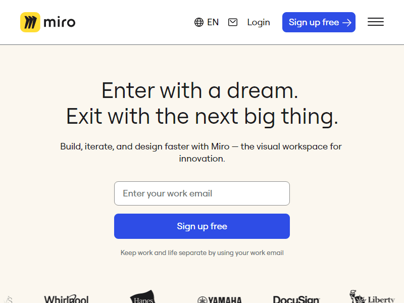 Miro landing page