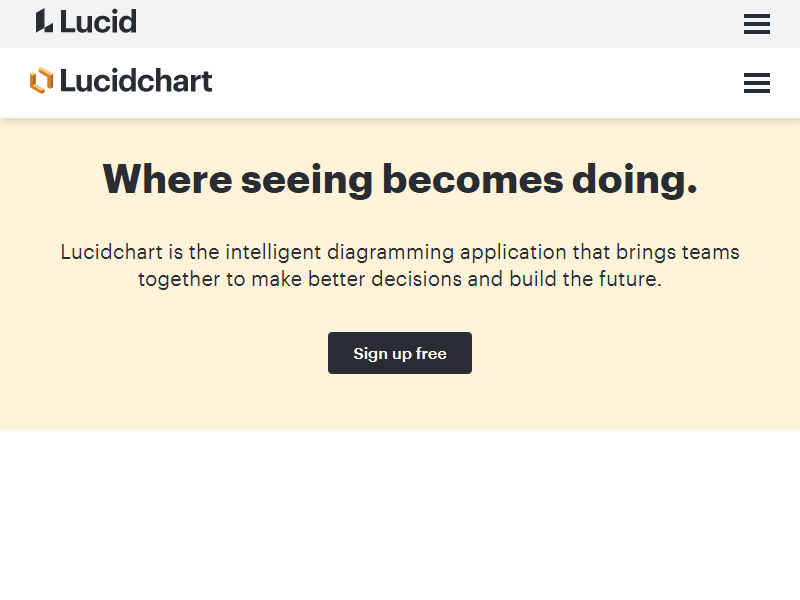 LucidChart landing page
