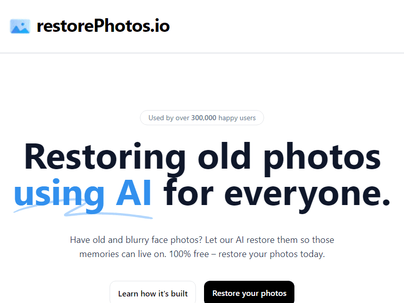 Restore Photos landing page