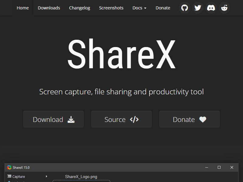 ShareX landing page