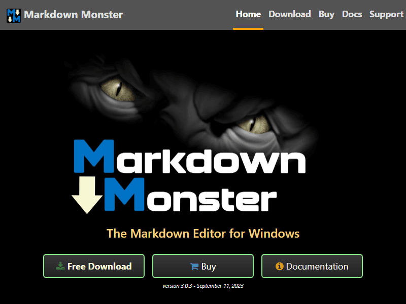 Markdown Monster landing page