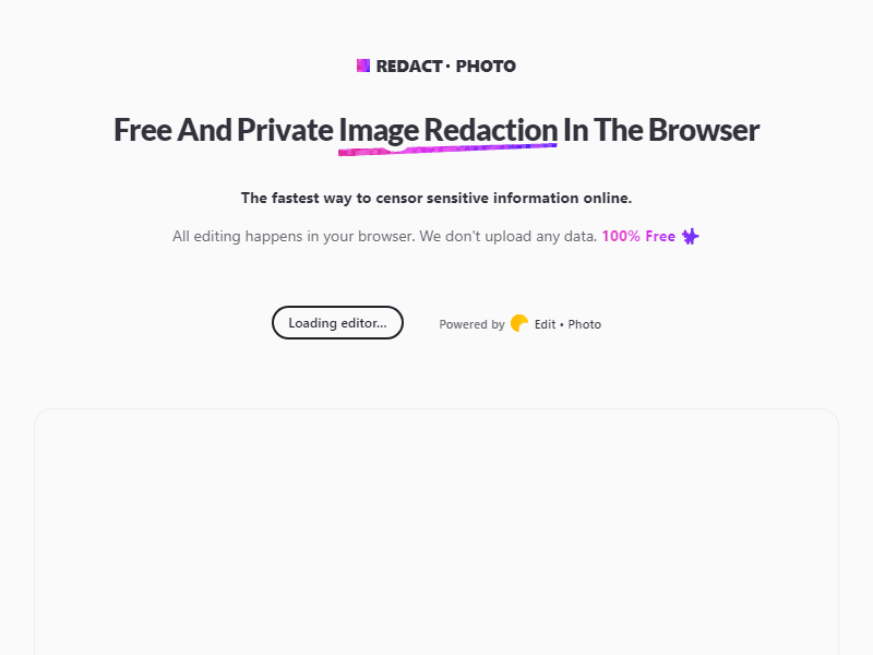 Redact Photo landing page
