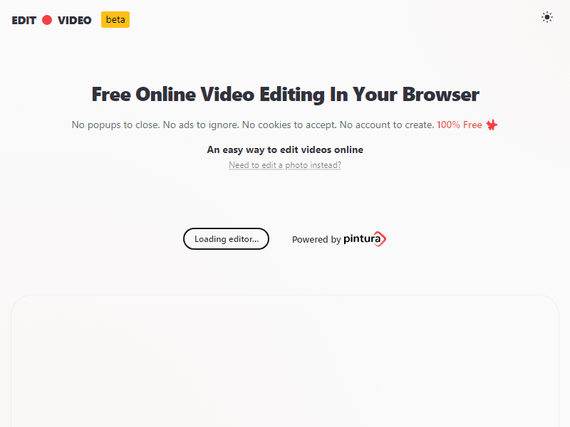 Edit Video landing page