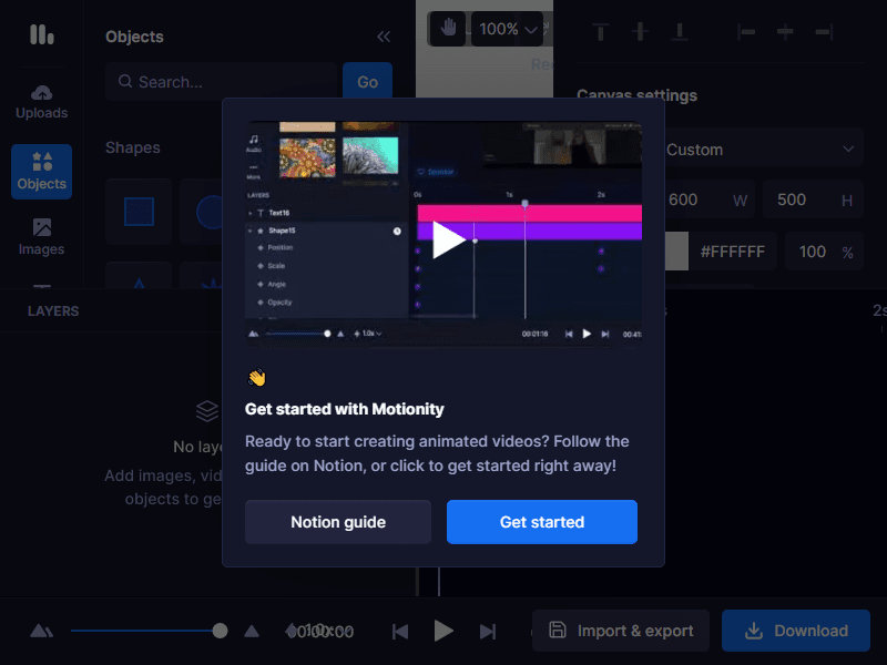 Motionity landing page
